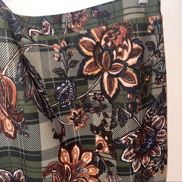 Melissa Paige Green Orange Floral Plaid Pattern Pencil Skirt Medium - Picture 3 of 10